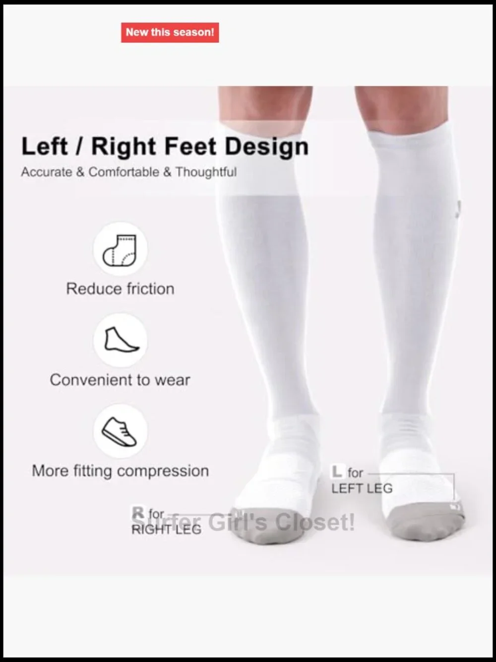 Compression Socks Knee High 15-20mmHg Graduated Support 3 Pairs Unisex